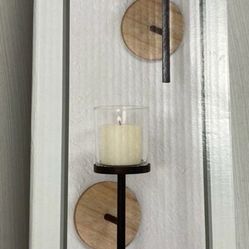 True Living 2 Piece Wall Sconce Set Glass Candle Holders Home Decor