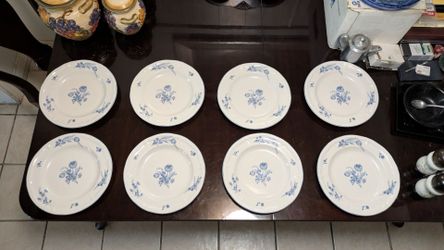 Vintage Brick Oven Stoneware "Jardin Blue" Dinner Plates Sets of 2