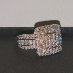 Sterling Silver, 1 Ct Diamond Ring. 