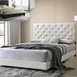 Brand New White Queen Size Leather Bed Frame With New Mattress/Fast Delivery