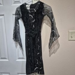 $5 Girls Small 4-6 Gothic Halloween Gown Velvet Dress Black Witch Costume