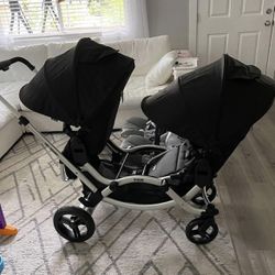 Double stroller In black Zoom Design With Car Seat Adapters 