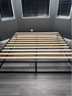 King Black Metal Bed Frame No Box Spring Needed