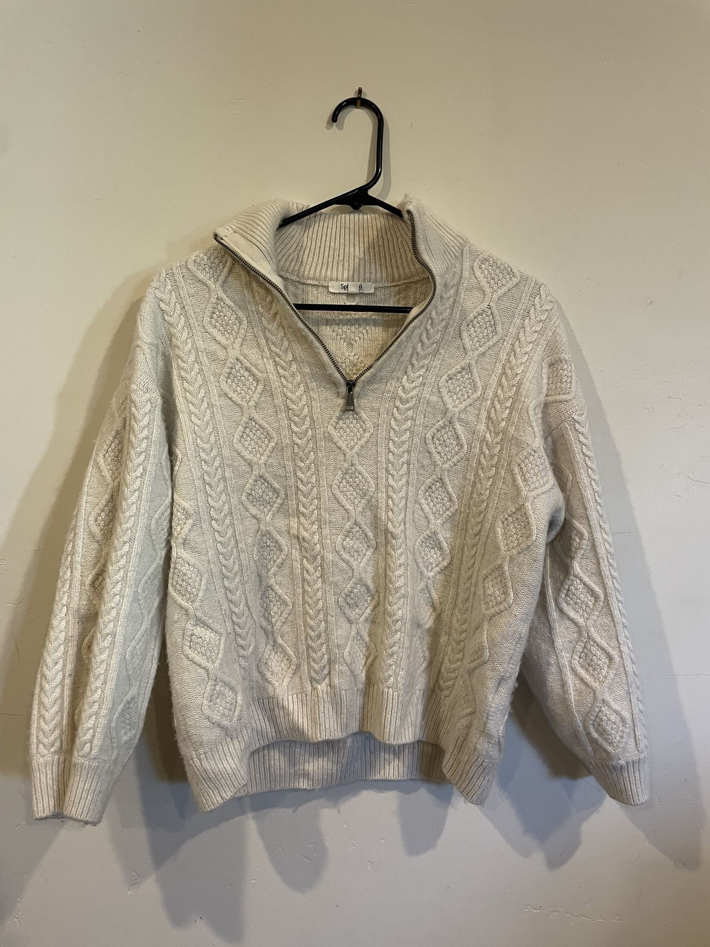 Splendid Ivory Pull Over Zip Sweater