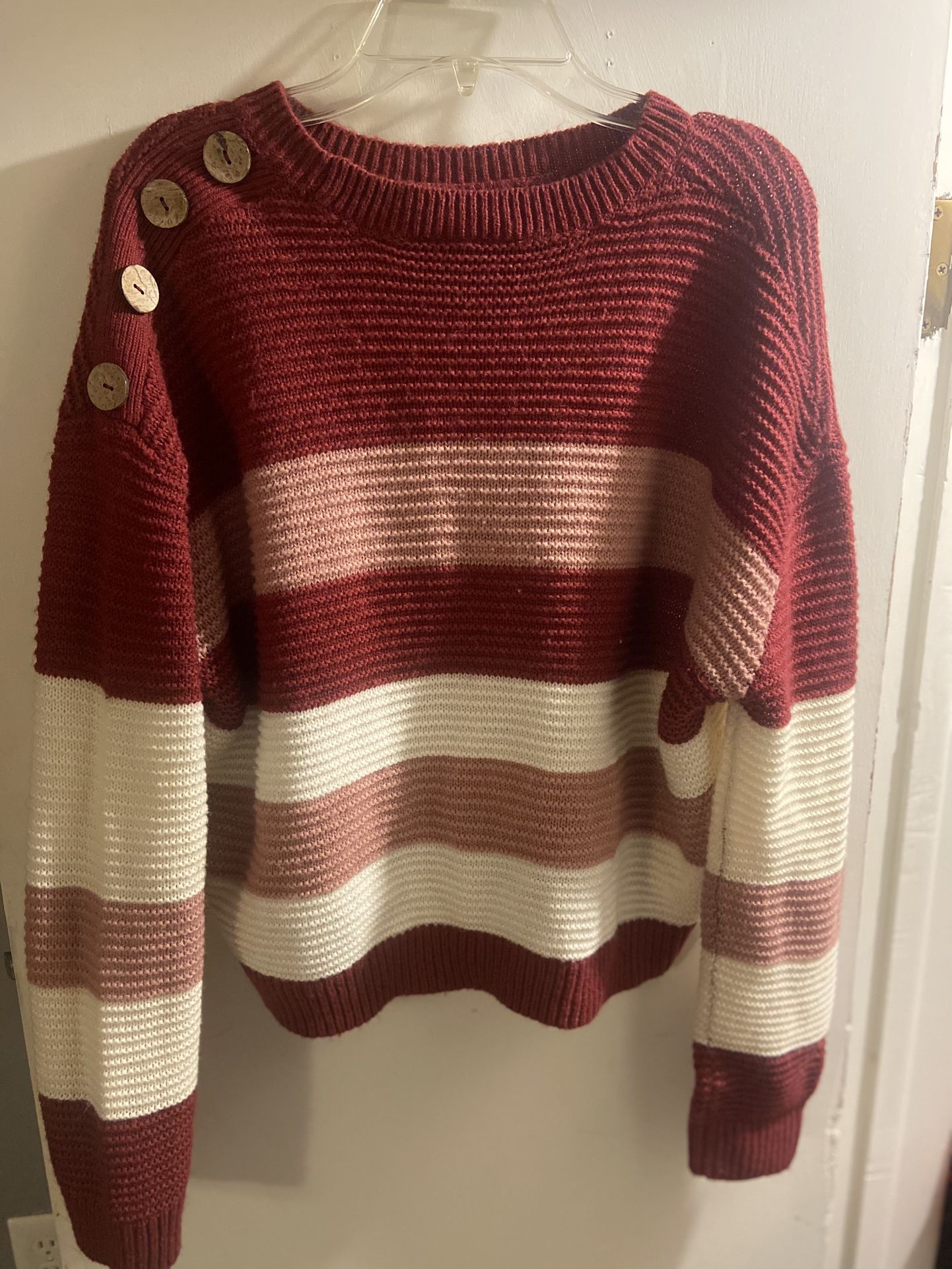 Pink/White Striped Sweater