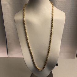 14k Gold Plated Rope Chain 30" 6mm
