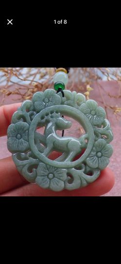 Certificate Jadeite Green Deer pendant 