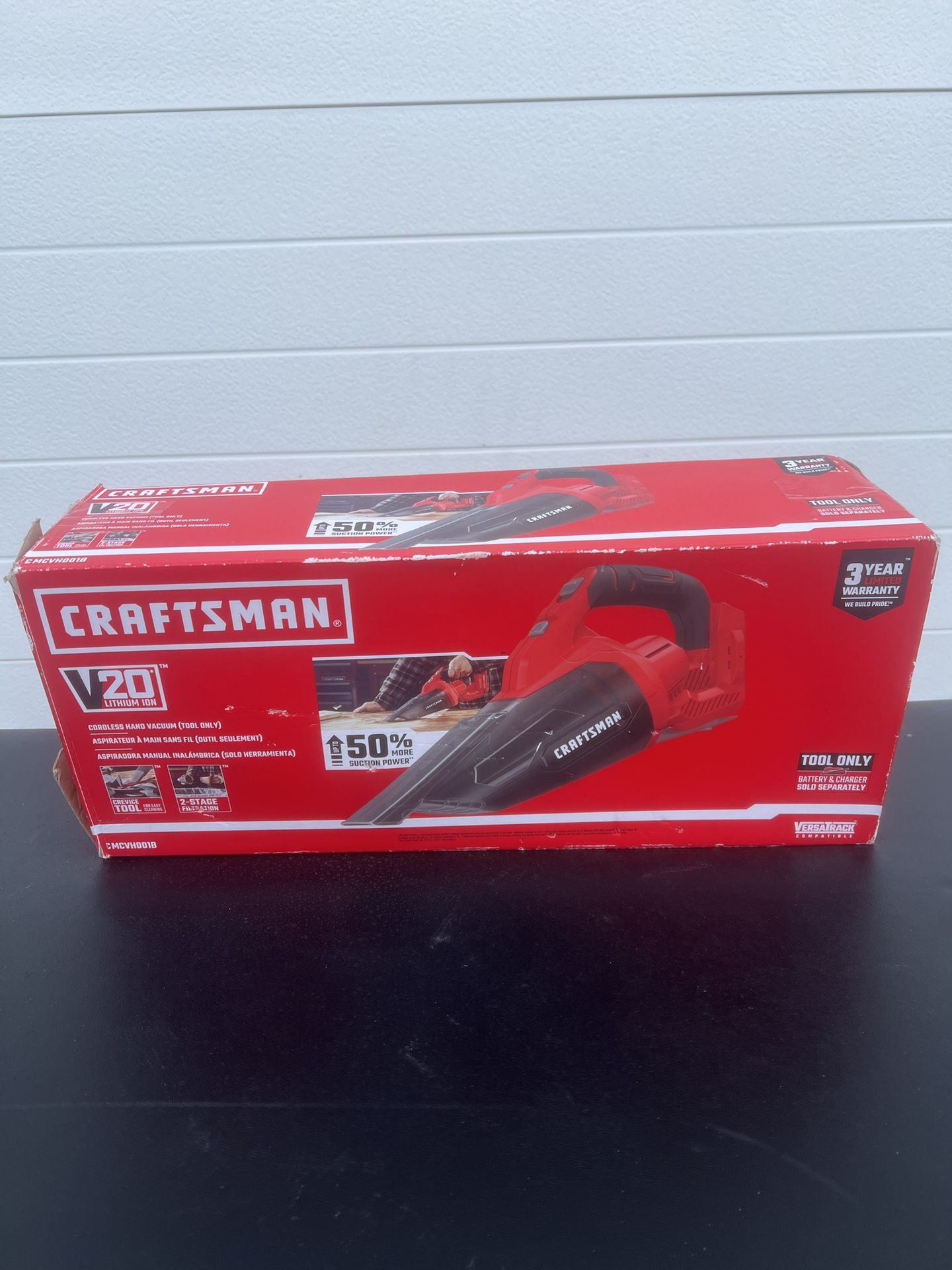 Craftsman V20 Cordless Handheld Vacuum CMCVH001B Tool Only. New open box bare tool only no battery or charger included.