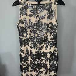 Lauren by Ralph Lauren Ivory Lace black Sequin Cocktail Dress Women's Size 10