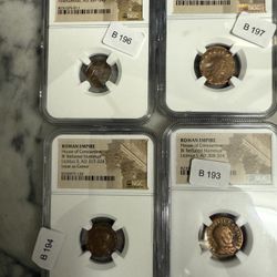 4 Roman Authentic Graded Coins 