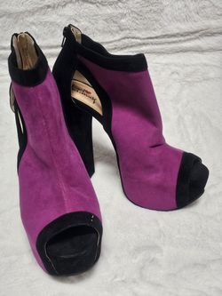 Luichiny Fuchsia Platform Wedge Open Toes Heels Booties Size 10 Hang Of This