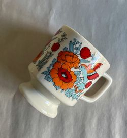 Vintage 6-oz Stylecraft Bird and Flower Pedestal Mug