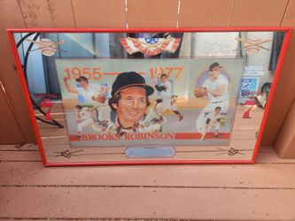 Vintage Baltimore Orioles HOF Brooks Robinson Seagram 7  Bar Mirror  (4ft x 2ft)