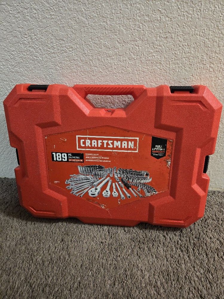 CRAFTSMAN 189-Piece Standard (SAE) and Metric Polished Chrome Mechanics Tool Set with Hard Case