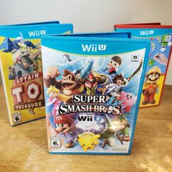 Nintendo Wii U Game Bundle Suoer smash bros, super Mario maker, and captain toad treasure tracker
