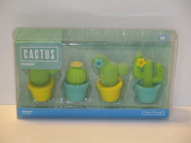 Mustard Green & Yellow Cactus Set of 4 Erasers