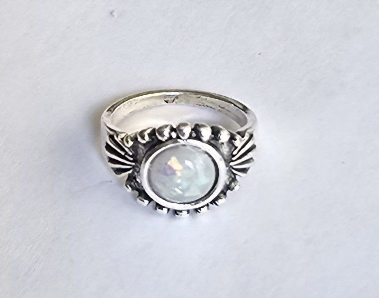 MARCASITE SILVER MOONSTONE NEW SIZE 6 STUNNING TRENDSETTER RING