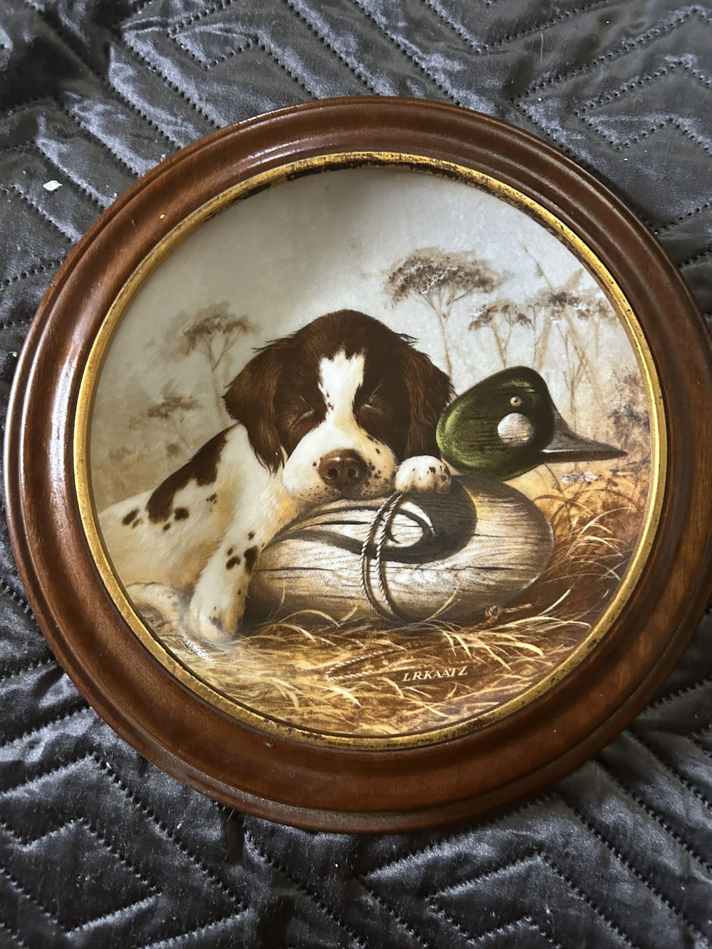 Edwin M. Knowles "field puppies" collection plate Dog tired-The Springer spaniel