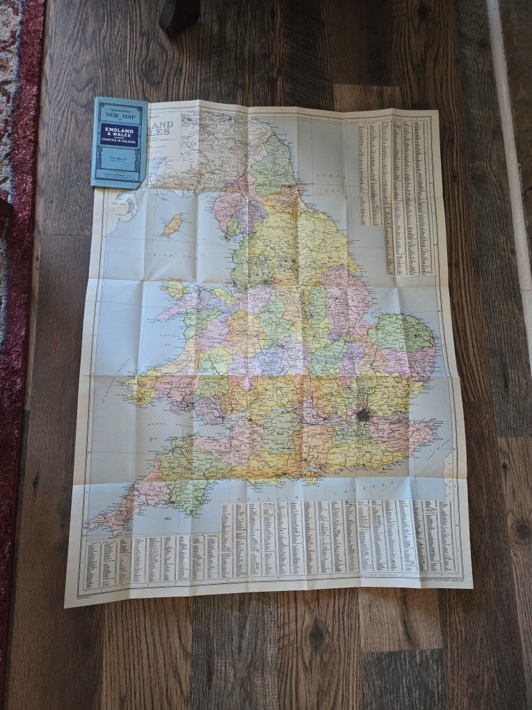 1940s Or 50s England Folding Map