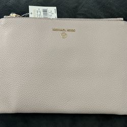 Michael Kors XL Zip Clutch Wristlet Bag Soft Pink