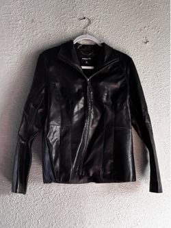 black faux leather jacket