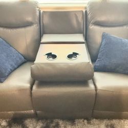 Couch Sofa And  Recliner Set Gray All Electric Reclining Foot Rest