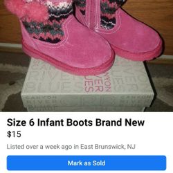 Size 6 INFANT BRAND NEW BOOTS