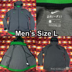 Nike Dri-Fit Gray Full Zip Hoodie Jacket Oregon Ducks Men’s Large Basketball
