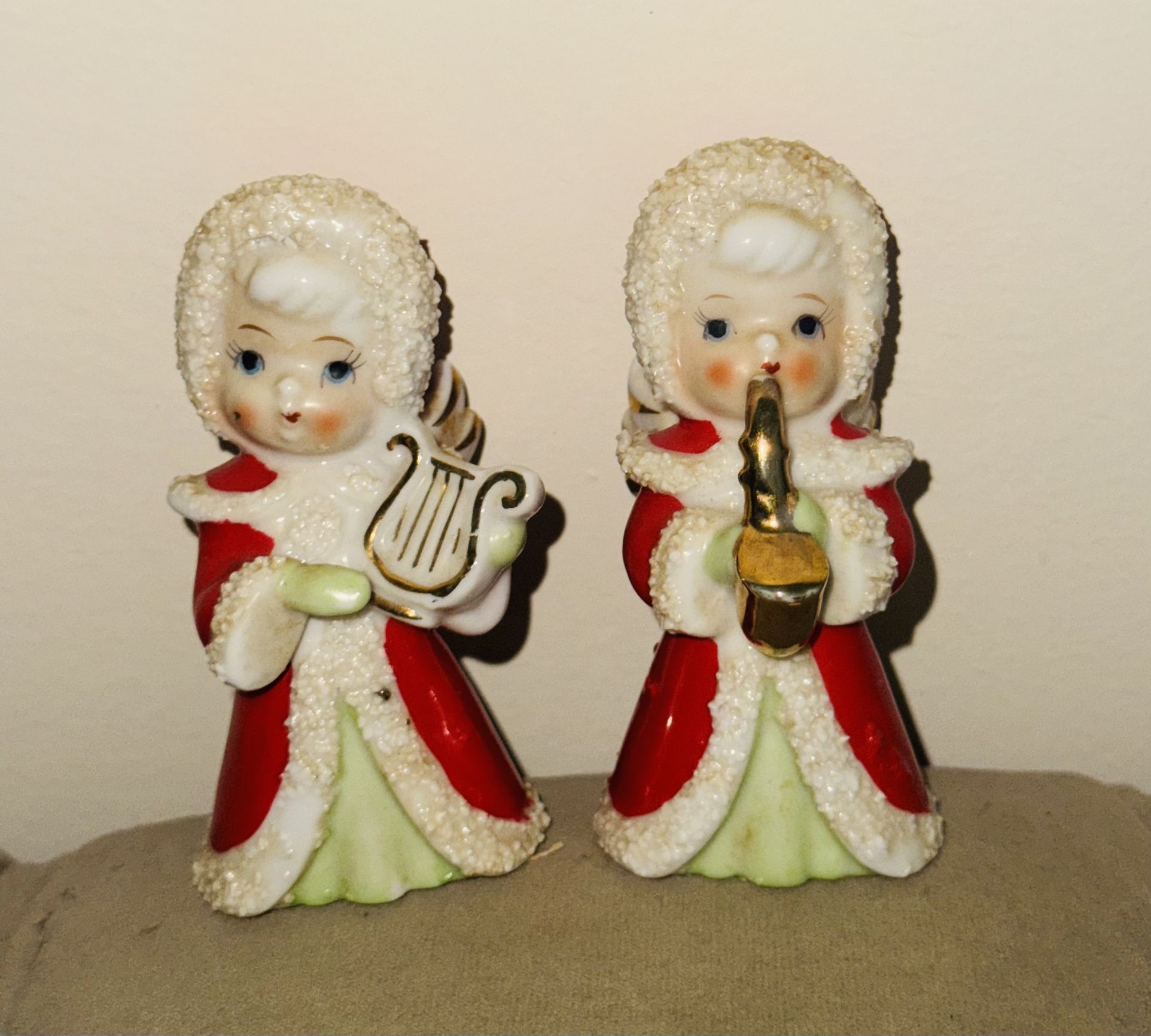Vintage Lefton Girl Christmas Musical Angels set of two