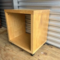 Rolling Wooden Cube Shelf / Side Table