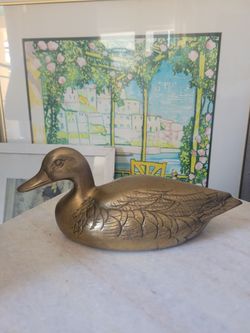 Large Brass Duck Decoy, Paperweight or Figurine