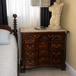 Vintage Wood Nightstand / Small Dresser (Solid, Detailed)