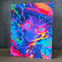 One Piece Luffy Neon Anime Art Print Monkey D. Luffy from One Piece artwork print  poster 8.5” x 11”