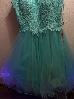 May queen couture teal dress/