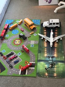 Huge Kids Toy Lot – RC Buggy, Diecast Cars, Buses, Plane Emirates & Play Mats ikea