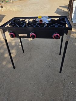 Portable 3 Triple Burners Stove Range Grill Propane Gas BBQ