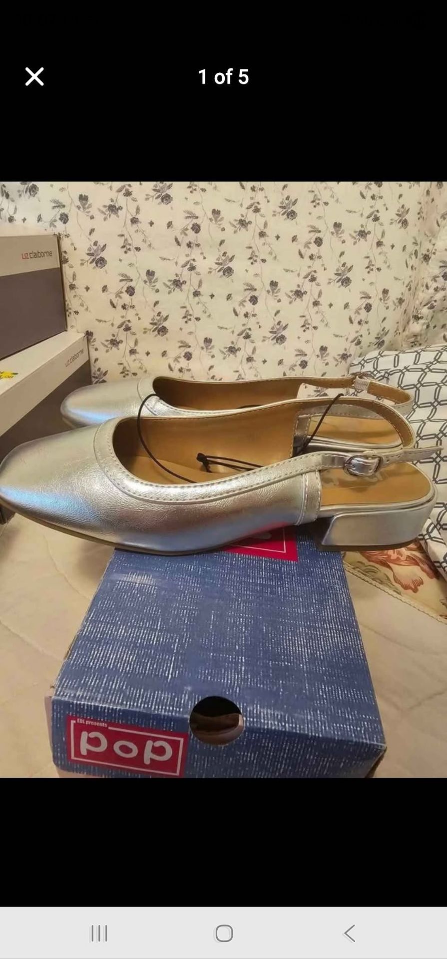 New womans size 7M silver slingback flats