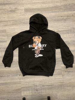 Pull Over Teddy Bear Burberry Hoodie in Black