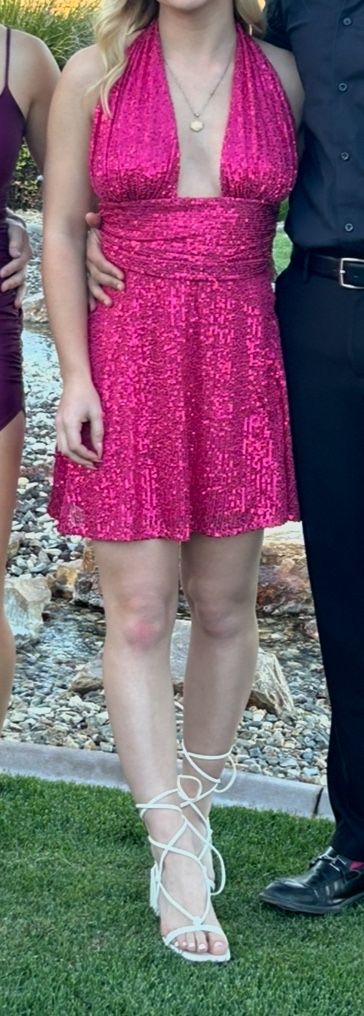 Formal Dress Bright pink Sequined Small