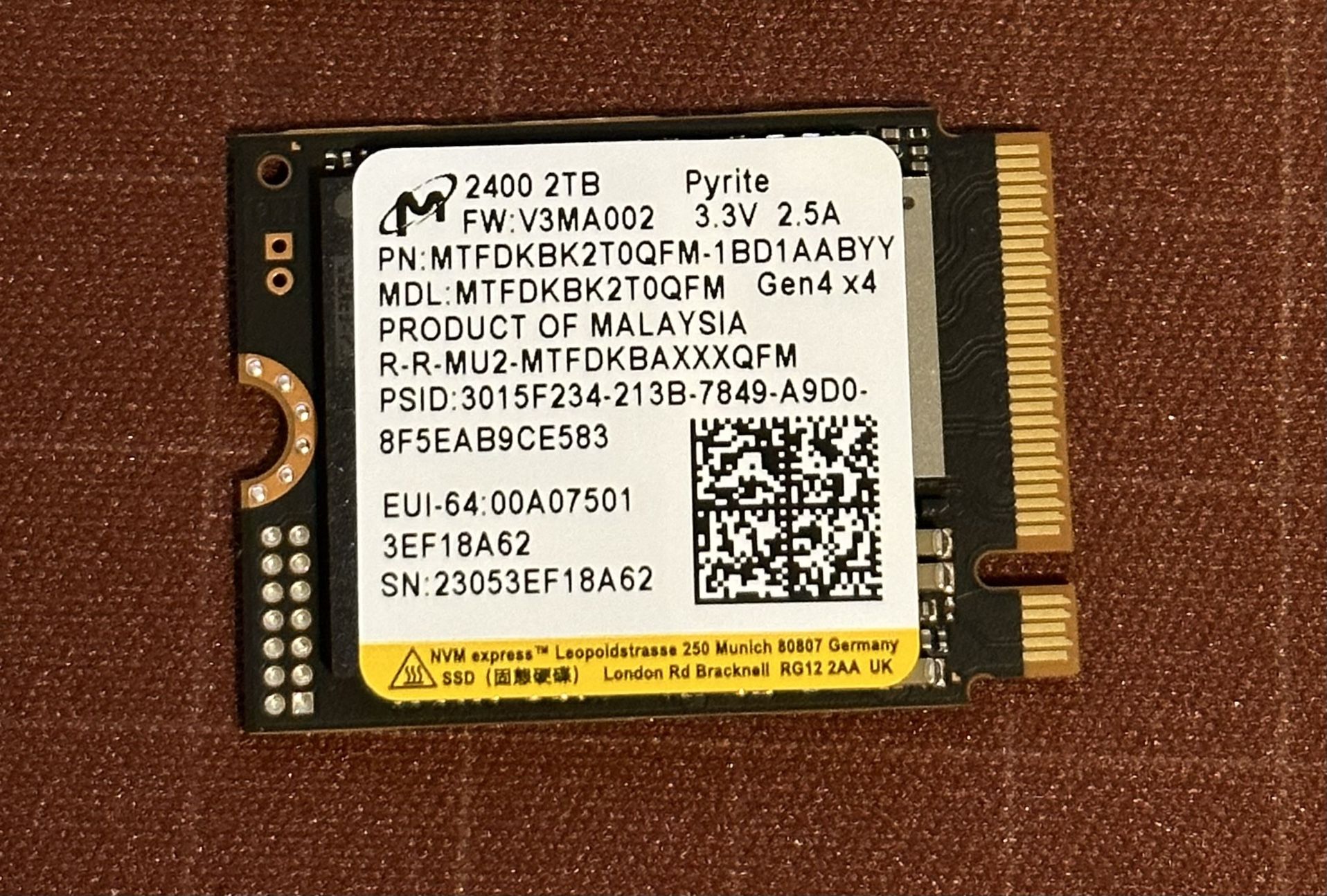 Micron 2400 NVMe Gen4 2230 2TB SSD - Great for Valve Steam Deck!