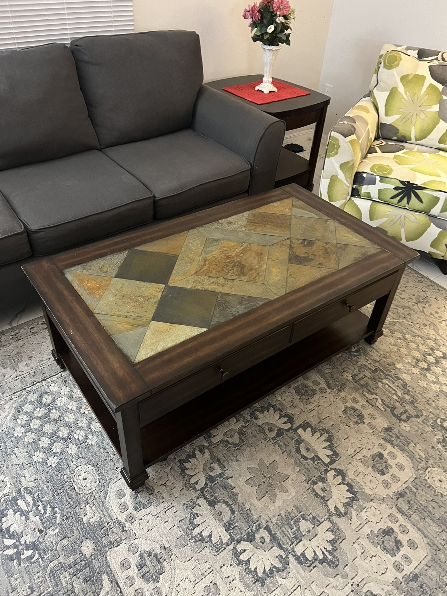 Coffee table with marble top