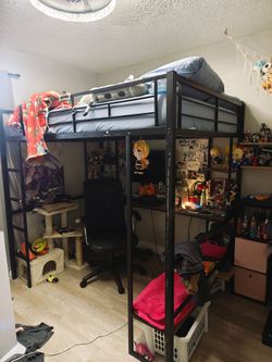 Black Metal Loft Bed Frame
