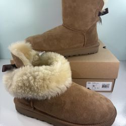 UGG Brand 1016501 Mini Bailey Bow II Women's Boots Shoes Chestnut - Size 8