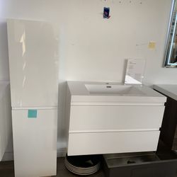 36” floating bathroom vanity high glossy white big sale on holiday