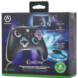 PowerA Advantage Wired Controller for Xbox Series X|S with Lumectra + RGB LED Strip - Black, gamepad, wired video game controller, gaming controller, 
