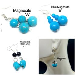 Blue Magnesite Genuine Stone Handmade Earrings