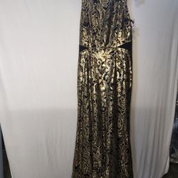 Black & Gold Sequence Dress. Size 8