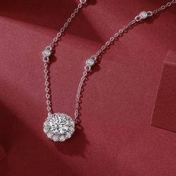 Sterling Silver Moisonite Pendant Necklace Certified