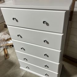 White Dresser With Crystal Handles 