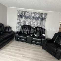 Black Power Reclining Couch 3-Pc Set — Sofa • Loveseat • Chair